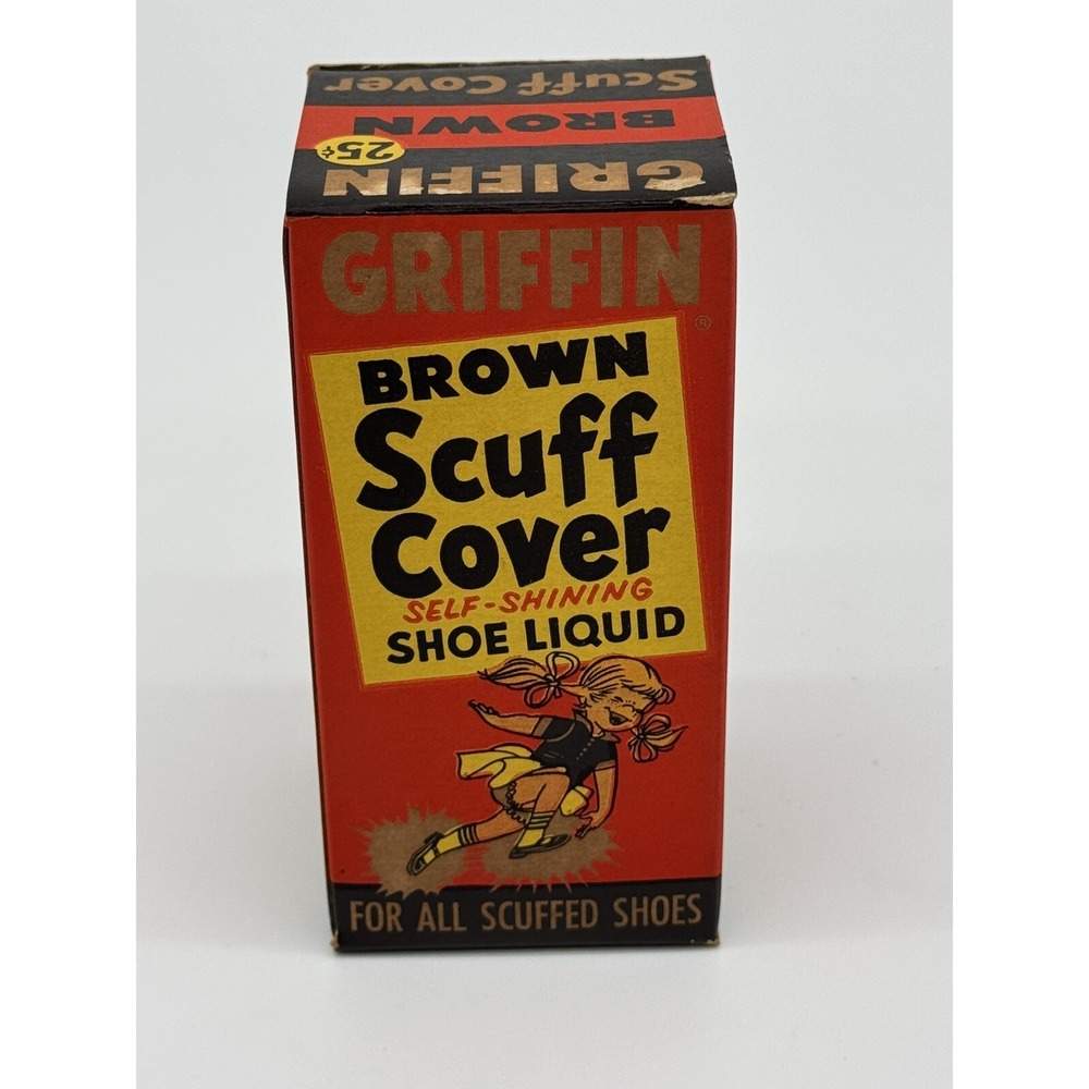 Vintage NOS Shoe Polish GRIFFIN Brown Scuff Cover - Great TV or Photo Prop